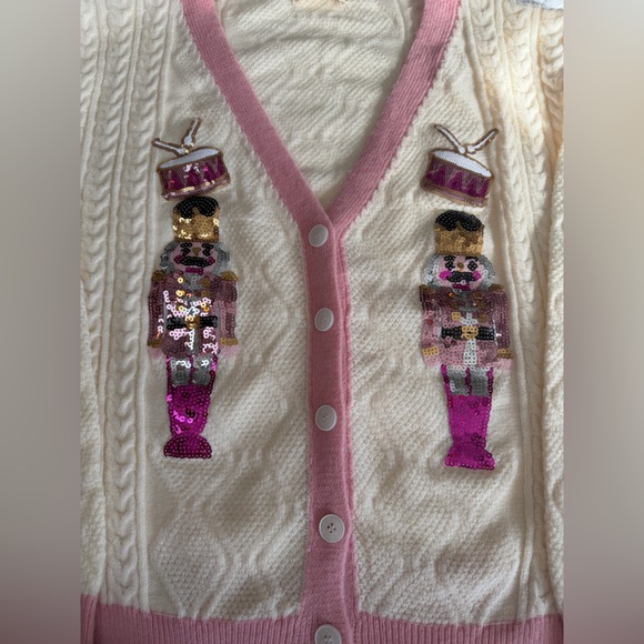 Grace + Emma Cream and Pink Nutcracker Cardigan - Picture 5 of 9